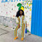 Women's sexy hollow out perspective lapel knitted pants set