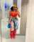 Women's fashion casual splashed ink oil painting straight leg pants painted shorts