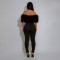 New One Shoulder Hairy Spliced Milk Silk jumpsuit Slimming Pants