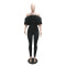 New One Shoulder Hairy Spliced Milk Silk jumpsuit Slimming Pants
