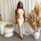 Fashionable slim fit hanging neck solid color dress, long skirt, women's foreign trade new style