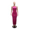 Fashionable slim fit hanging neck solid color dress, long skirt, women's foreign trade new style