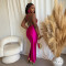 Fashionable slim fit hanging neck solid color dress, long skirt, women's foreign trade new style