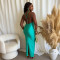 Fashionable slim fit hanging neck solid color dress, long skirt, women's foreign trade new style