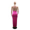 Fashionable slim fit hanging neck solid color dress, long skirt, women's foreign trade new style