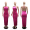 Fashionable slim fit hanging neck solid color dress, long skirt, women's foreign trade new style