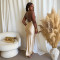 Fashionable slim fit hanging neck solid color dress, long skirt, women's foreign trade new style
