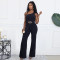 Fashionable women's summer elegant decoration buckle diagonal shoulder jumpsuit new