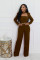 Personalized elegant scarf long sleeved wide leg jumpsuit