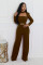 Personalized elegant scarf long sleeved wide leg jumpsuit