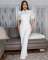 Elegant and personalized lace patchwork tie wide leg jumpsuit