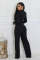Personalized elegant scarf long sleeved wide leg jumpsuit
