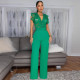 Personalized line lace patchwork sleeveless casual wide leg jumpsuit
