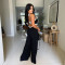 Personalized wave line splicing sleeveless wide leg jumpsuit
