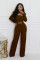Personalized elegant scarf long sleeved wide leg jumpsuit