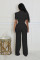Personalized elegant scarf short sleeved wide leg jumpsuit