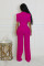 Personalized elegant scarf short sleeved wide leg jumpsuit