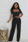 Personalized elegant scarf short sleeved wide leg jumpsuit