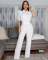 Elegant and personalized lace patchwork tie wide leg jumpsuit