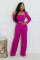 Personalized elegant scarf long sleeved wide leg jumpsuit