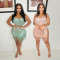 Strapless top paired with hip hugging skirt, fashionable tassel two-piece set for women's wear