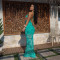 New sexy deep V-strap printed slim long skirt dress