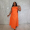 Foreign trade lace up sleeveless solid color dress with black fungus edge suspender long skirt, loose casual style