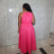 Foreign trade lace up sleeveless solid color dress with black fungus edge suspender long skirt, loose casual style