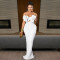 Fashionable women's sexy lace chest flower backless suspender dress