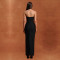 Fashionable women's sexy strapless high-end rhinestone backless dress
