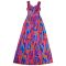 Fashionable women's elegant ruffled shoulder strap printed dress new