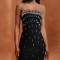 Fashionable women's sexy strapless high-end rhinestone backless dress