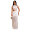 Fashionable women's sexy slanted shoulder see through mesh backless dress