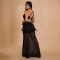 Fashionable women's sexy slanted shoulder see through mesh backless dress