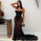 Fashionable women's sexy suspender lace see through dress dress
