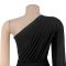 Fashionable women's sexy slanted shoulder single sleeve tied solid color dress