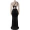 Fashionable women's sexy slanted shoulder see through mesh backless dress