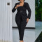 Autumn and winter new solid color fashionable suit pants two-piece set African suit