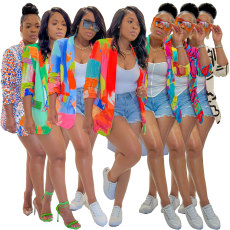 Casual and fashionable printed shirt, multi-color shirt skirt