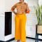 Printed shirt wide leg pants two-piece set