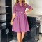 Large size women's autumn fashion temperament elegant solid color lapel dress