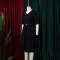 Large size women's autumn fashion temperament elegant solid color lapel dress