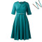 Large size women's autumn fashion temperament elegant solid color lapel dress