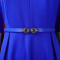 Large size women's autumn fashion temperament elegant solid color lapel dress