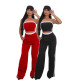 Sexy and fashionable solid color chest wrapped women's two-piece set