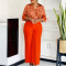 Printed shirt wide leg pants two-piece set