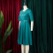 Large size women's autumn fashion temperament elegant solid color lapel dress