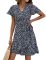 Sexy and fashionable digital printed V-neck short sleeved women's dress