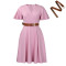 Fashionable and elegant solid color plus size V-neck flared sleeve dress