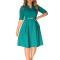 Large size women's autumn fashion temperament elegant solid color lapel dress